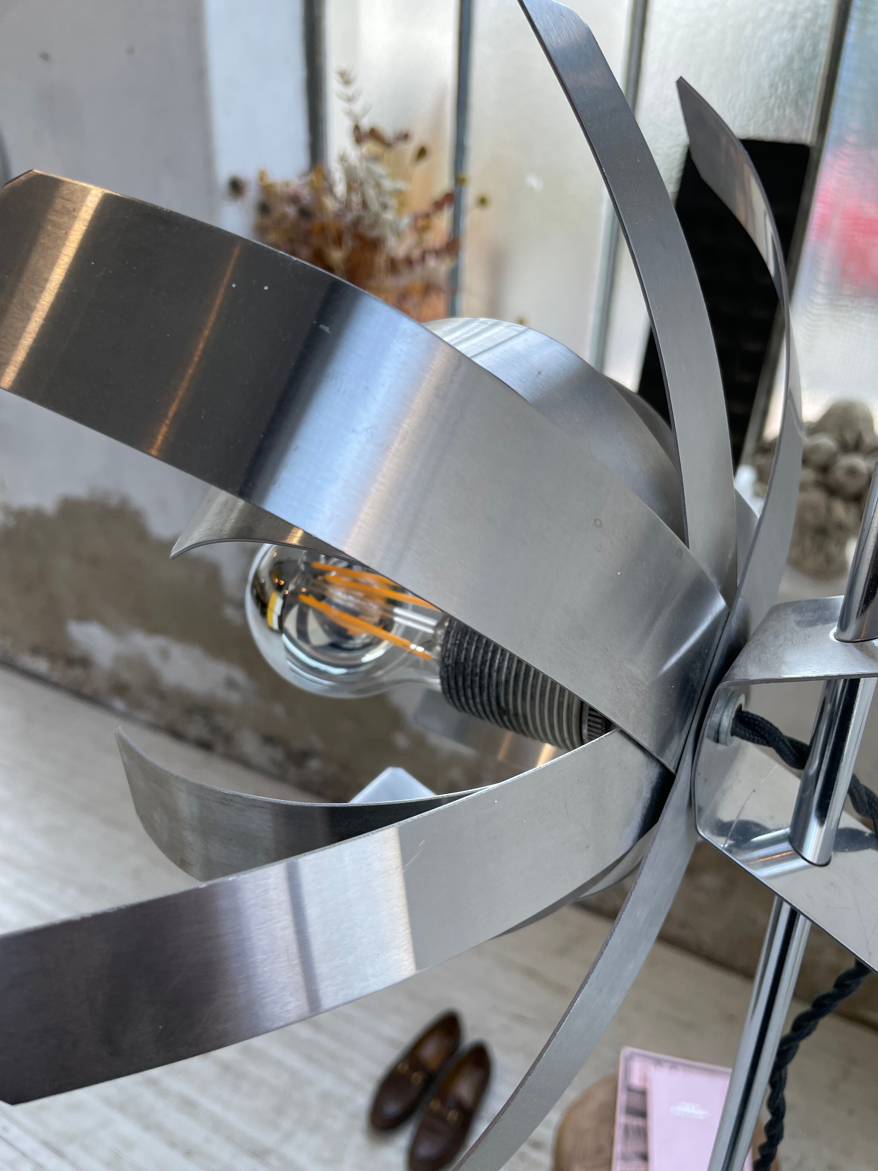 Floor lamp chrome 'flower' design Jacques Veyrat-Masson and Philippe Rogier, edited by Oxar