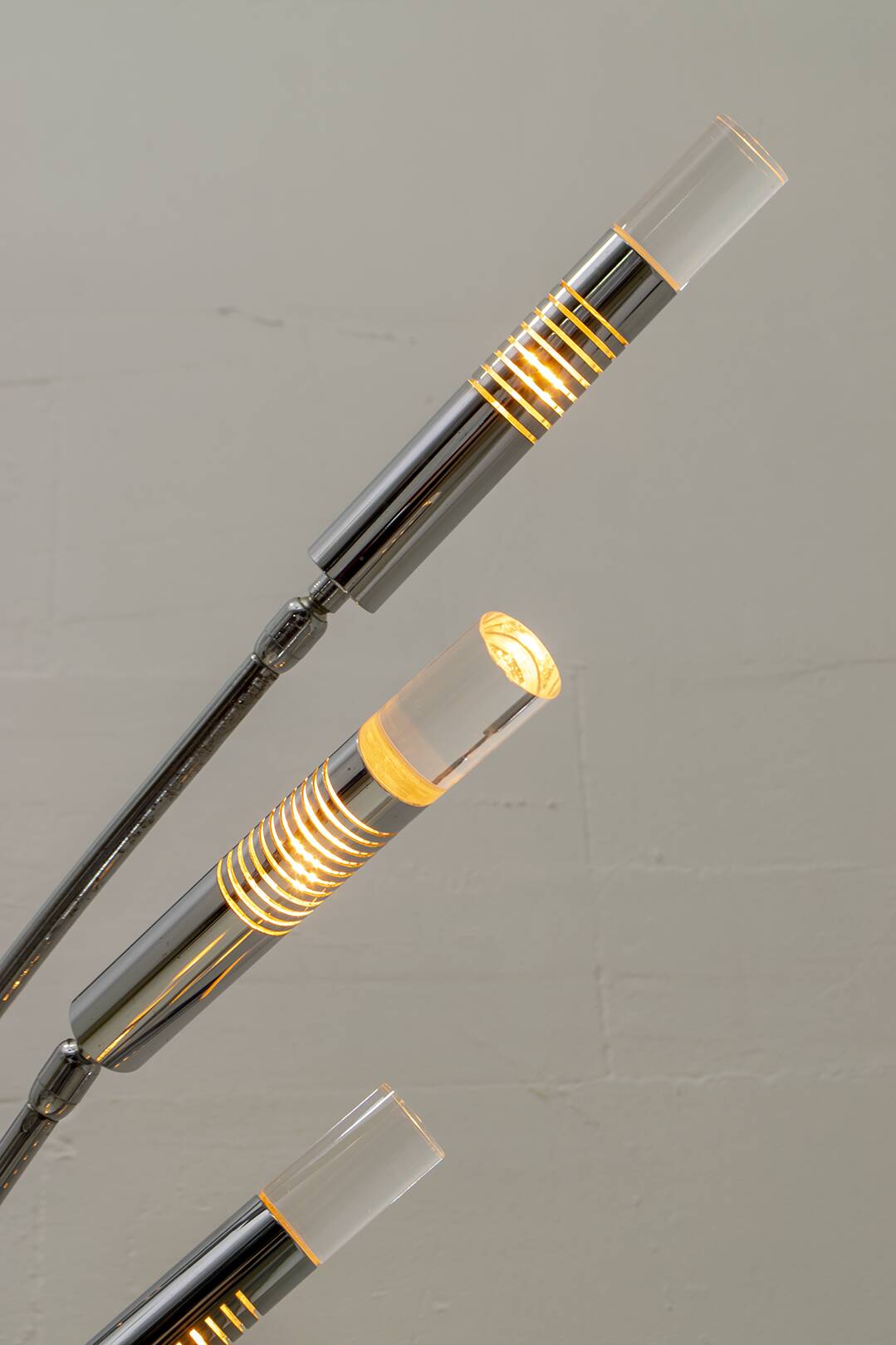 Midcentury Italian Arched Floor Lamp 5 Lights Chrome Metal and Lucite, 1960