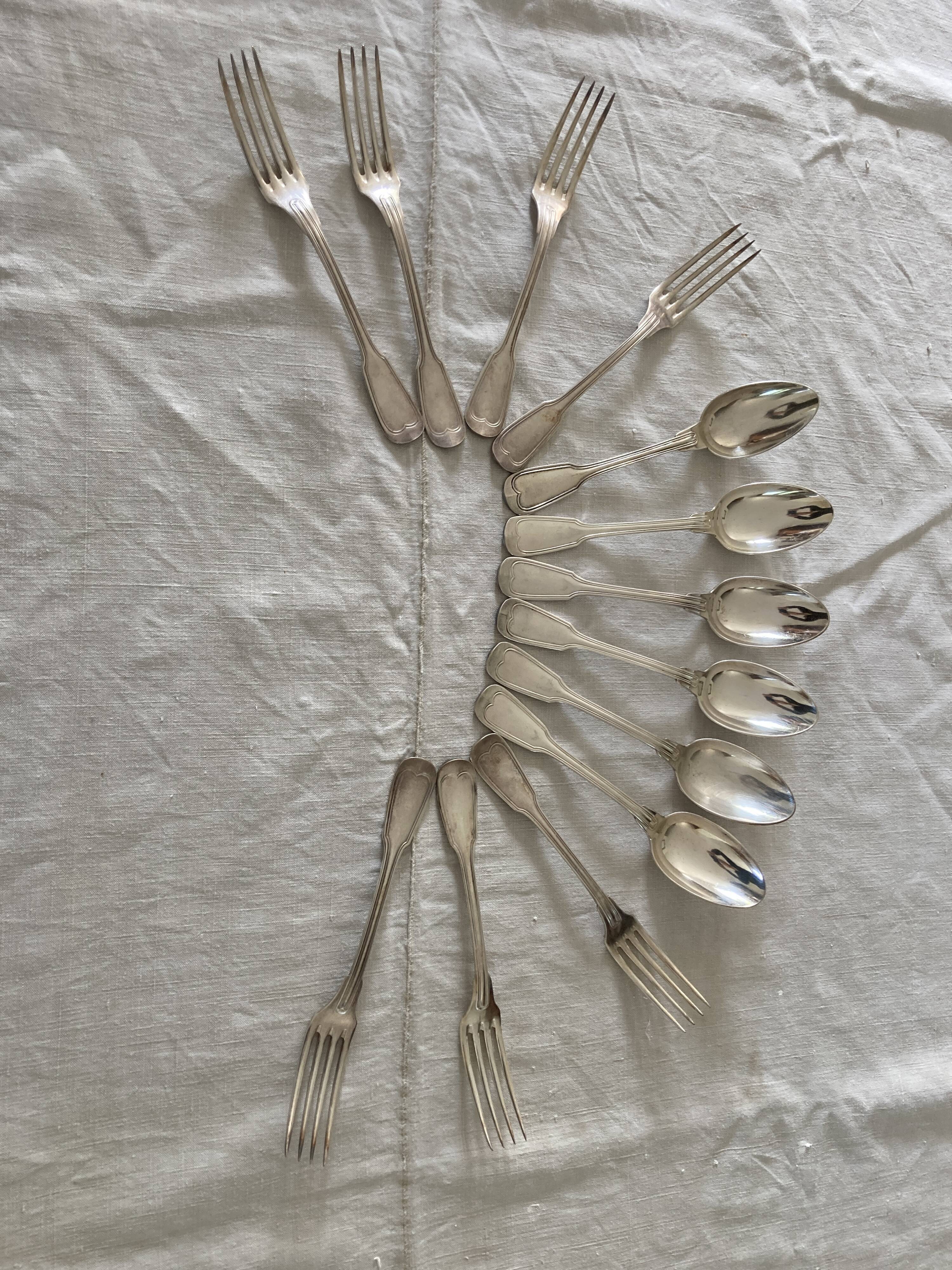 6 silver metal cutlery mesh model