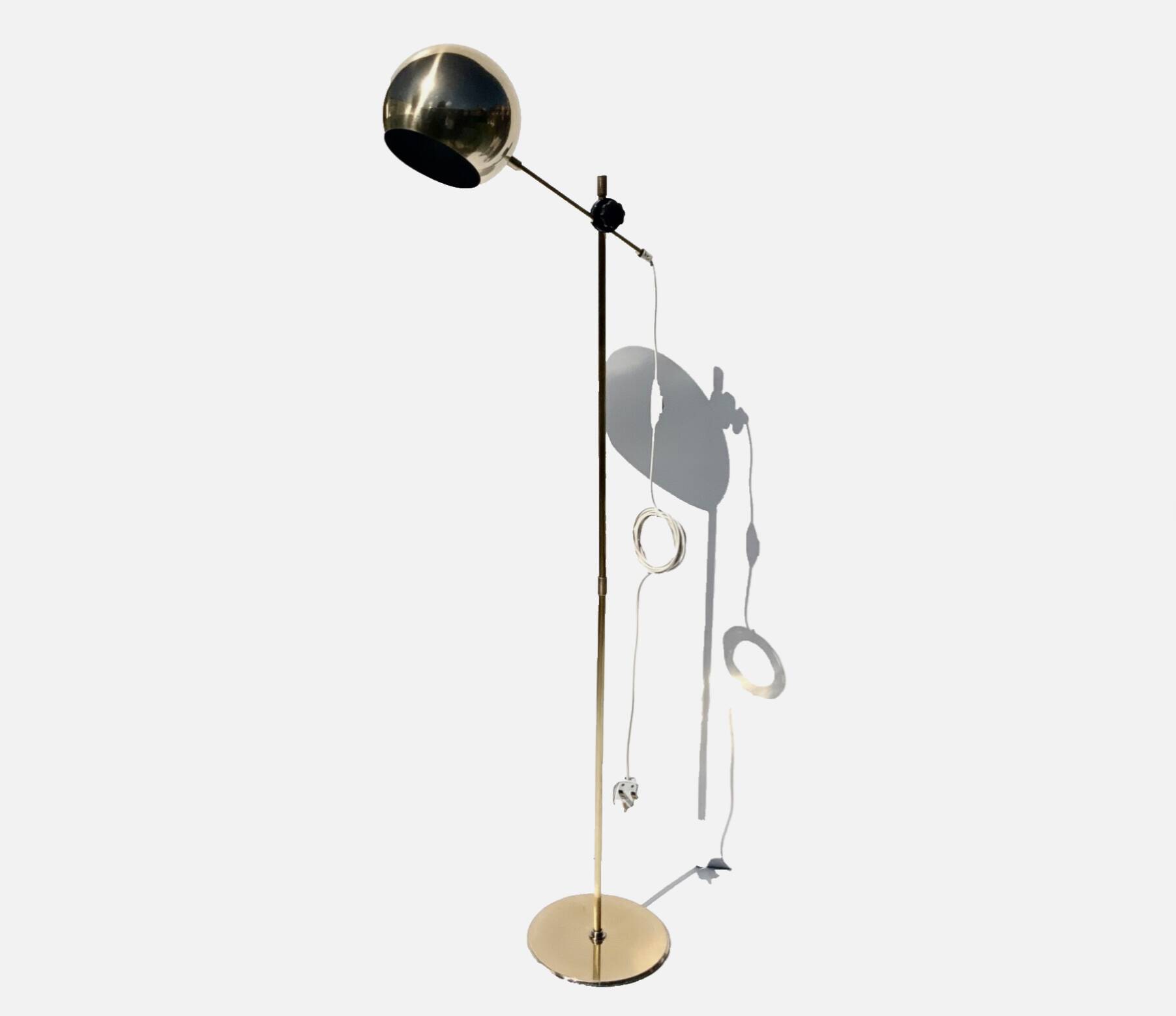 Vintage Brass Floor Lamp Bubble Height-adjustable Spotlight from IKEA 1970s
