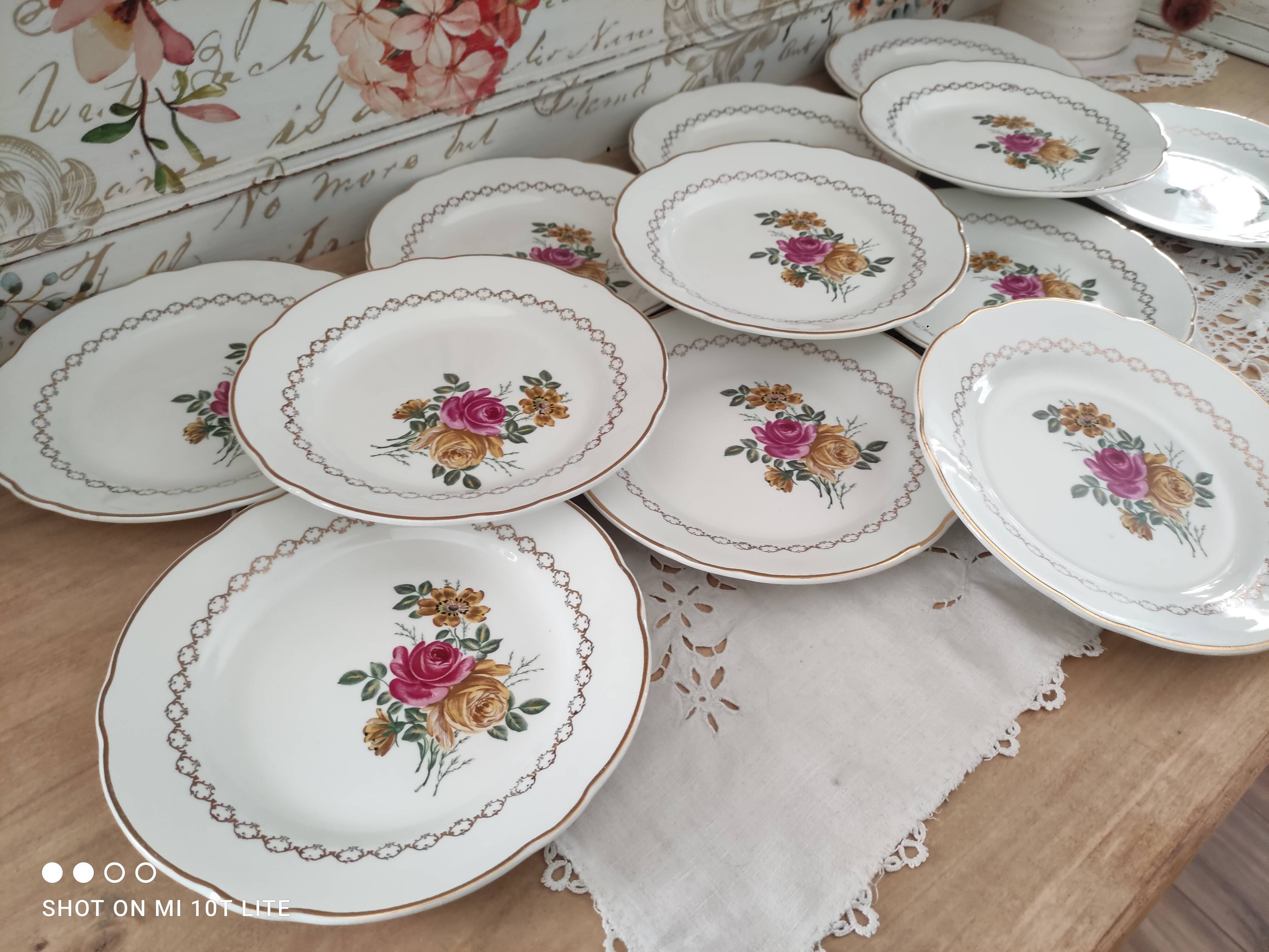 Set of 12 dessert plates Sarreguemines model Gérardmer