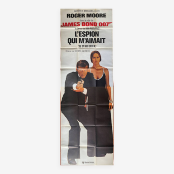 Affiche cinéma originale "L'Espion qui m'aimait" Roger Moore, James Bond 77x232cm 1977