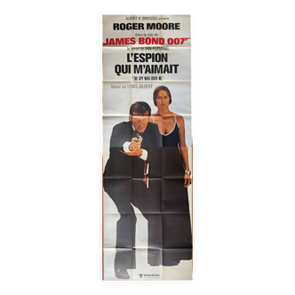 Affiche cinéma originale "L'Espion qui m'aimait" Roger Moore, James Bond 77x232cm 1977