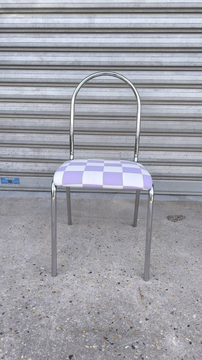 70s chrome metal tubular chair