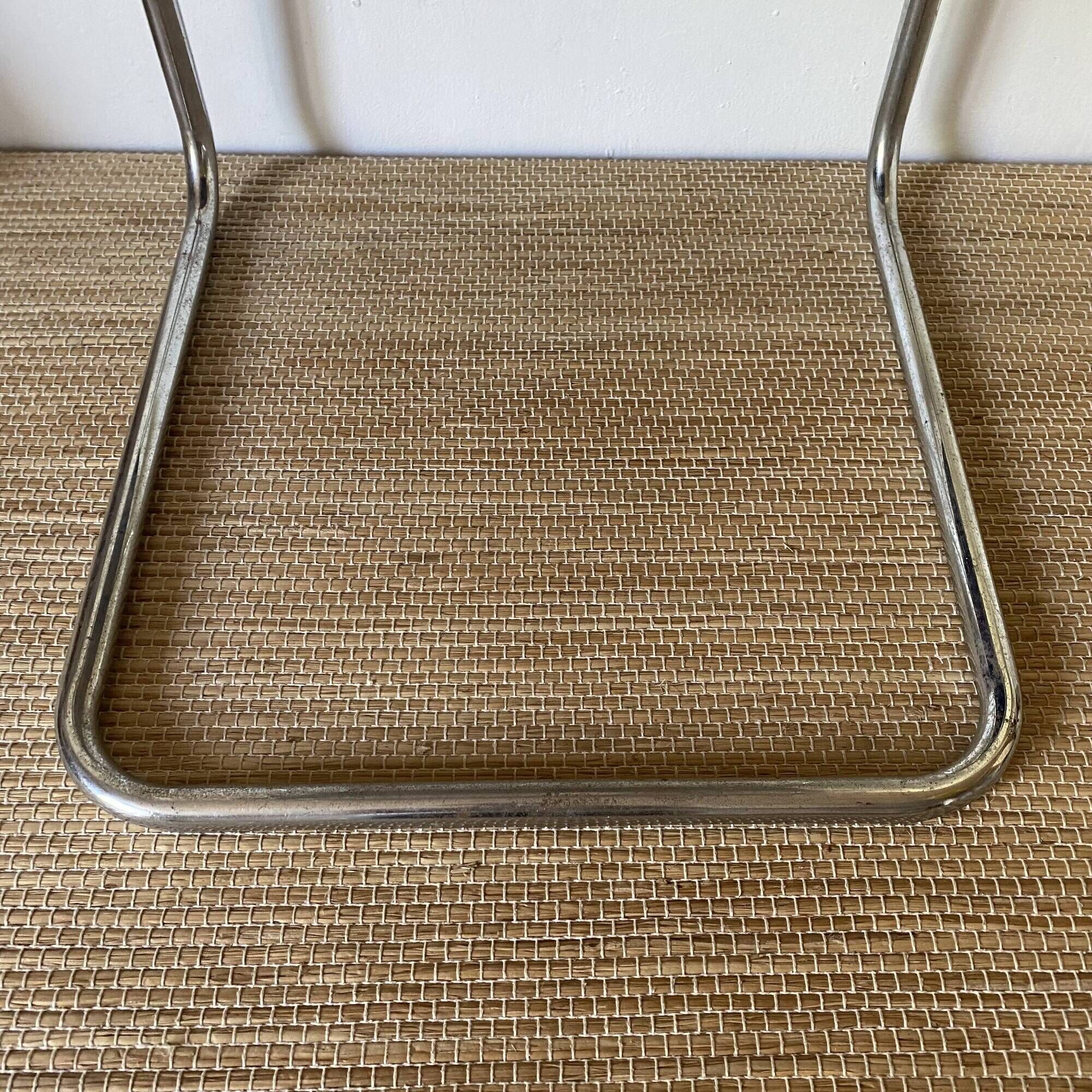 Office chair in blue imitation leather and chrome metal, Matteo Grassi style