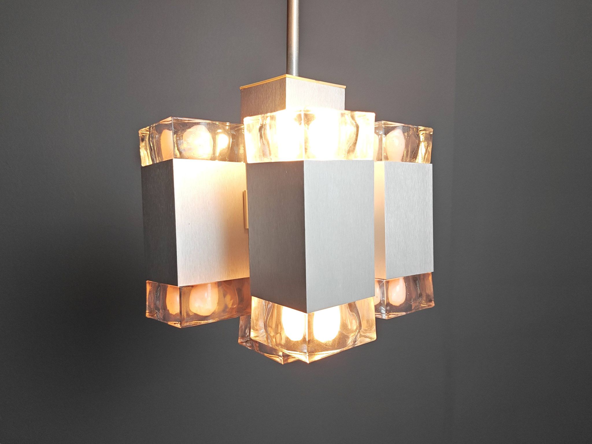 Vintage Italian cubic chandelier by Gaetano Sciolari, 1970s