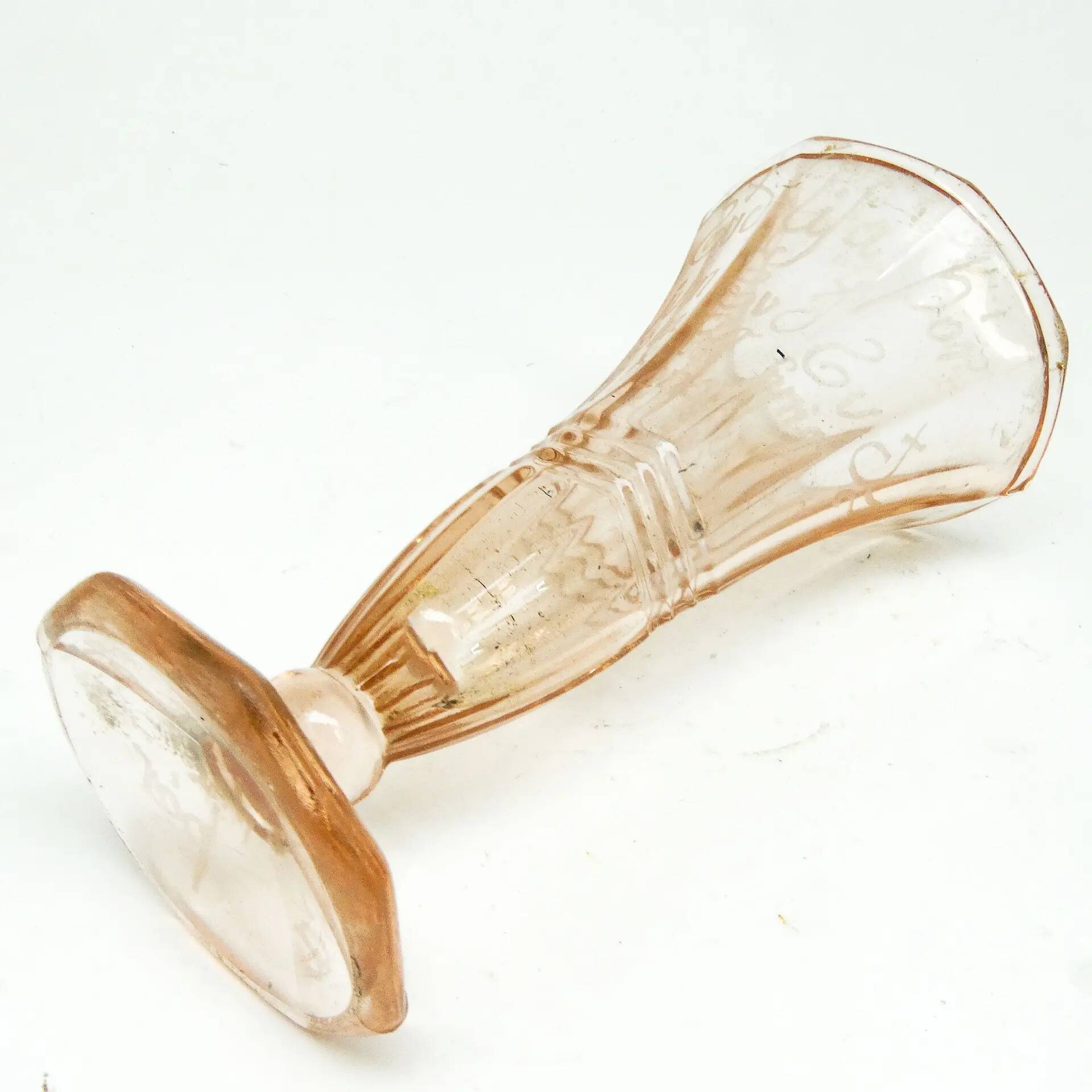 Art Deco vase, pressed rosé glass, Sweden, 1960s
