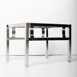 Petite table basse en chrome et verre, années 70