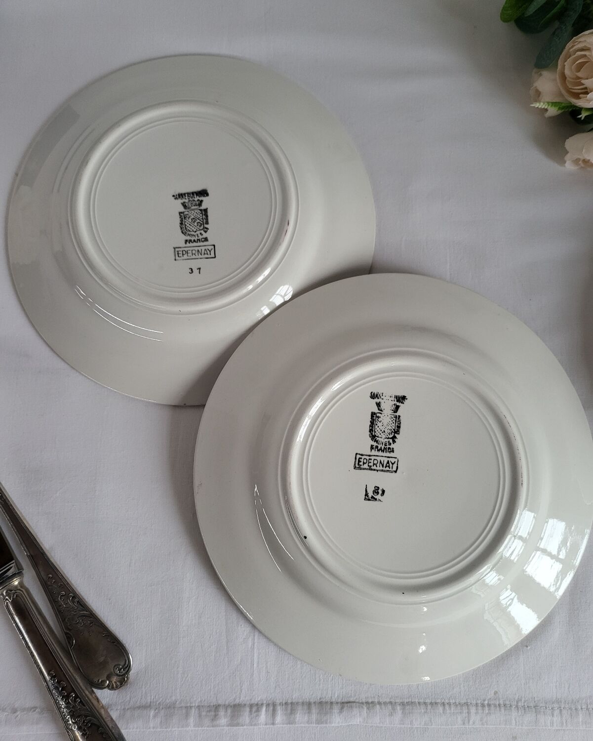 4 assiettes à dessert Sarreguemines épernay faïence vintage