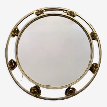 Miroir doré Holywood Regency en métal doré