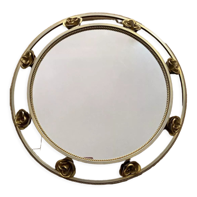 Miroir doré Holywood Regency en métal doré