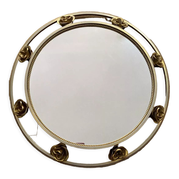 Miroir doré Holywood Regency en métal doré — Beyit