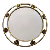 Golden mirror Holywood Regency in gilded metal