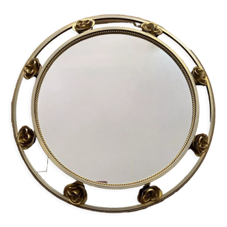 Golden mirror Holywood Regency in gilded metal