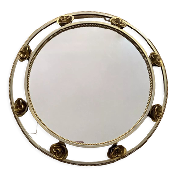 Miroir doré Holywood Regency en métal doré