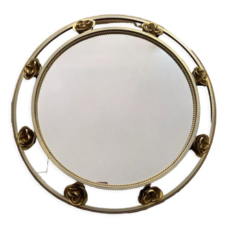 Miroir doré Holywood Regency en métal doré