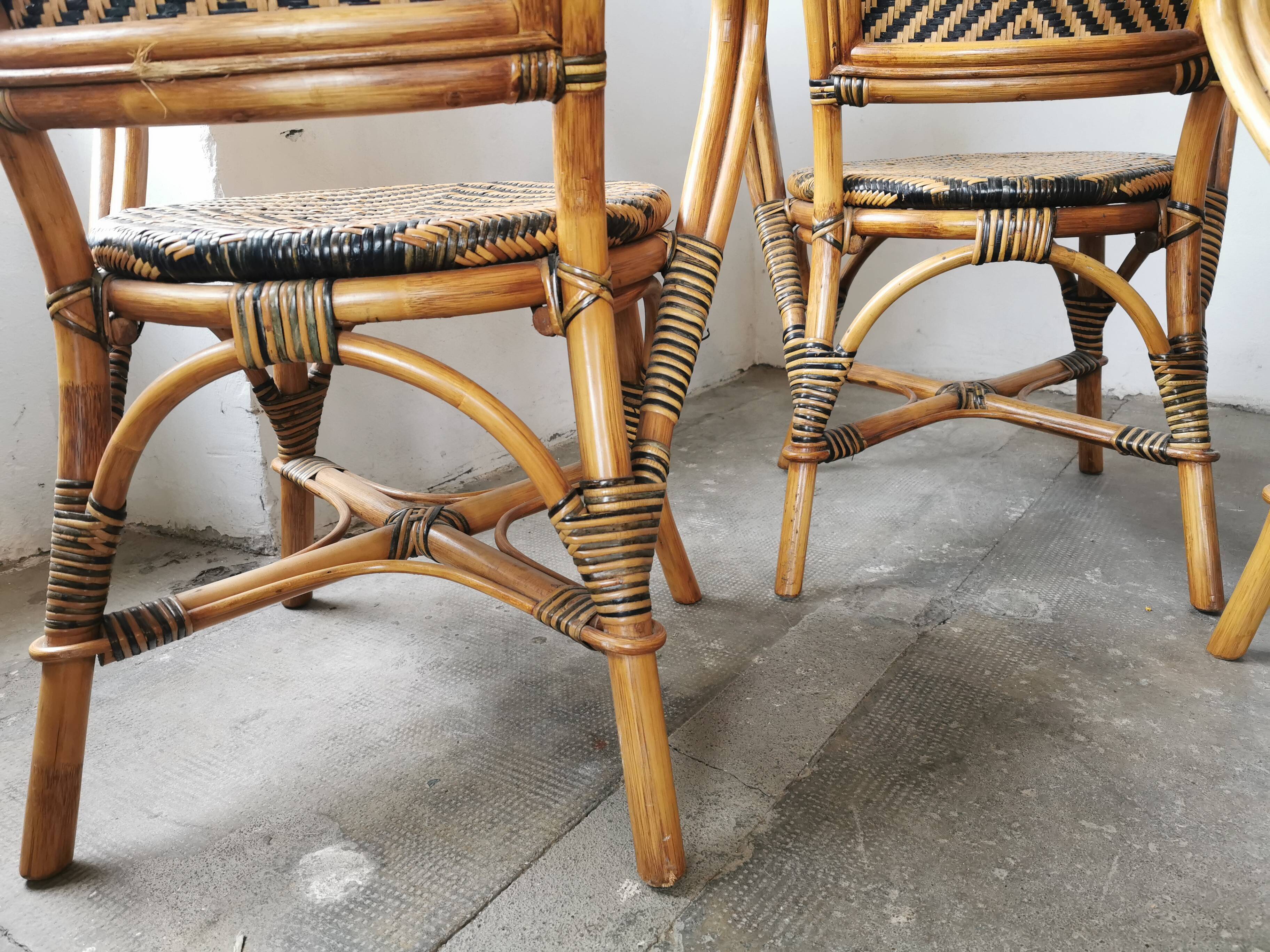 Set de 4 fauteuils en rotin