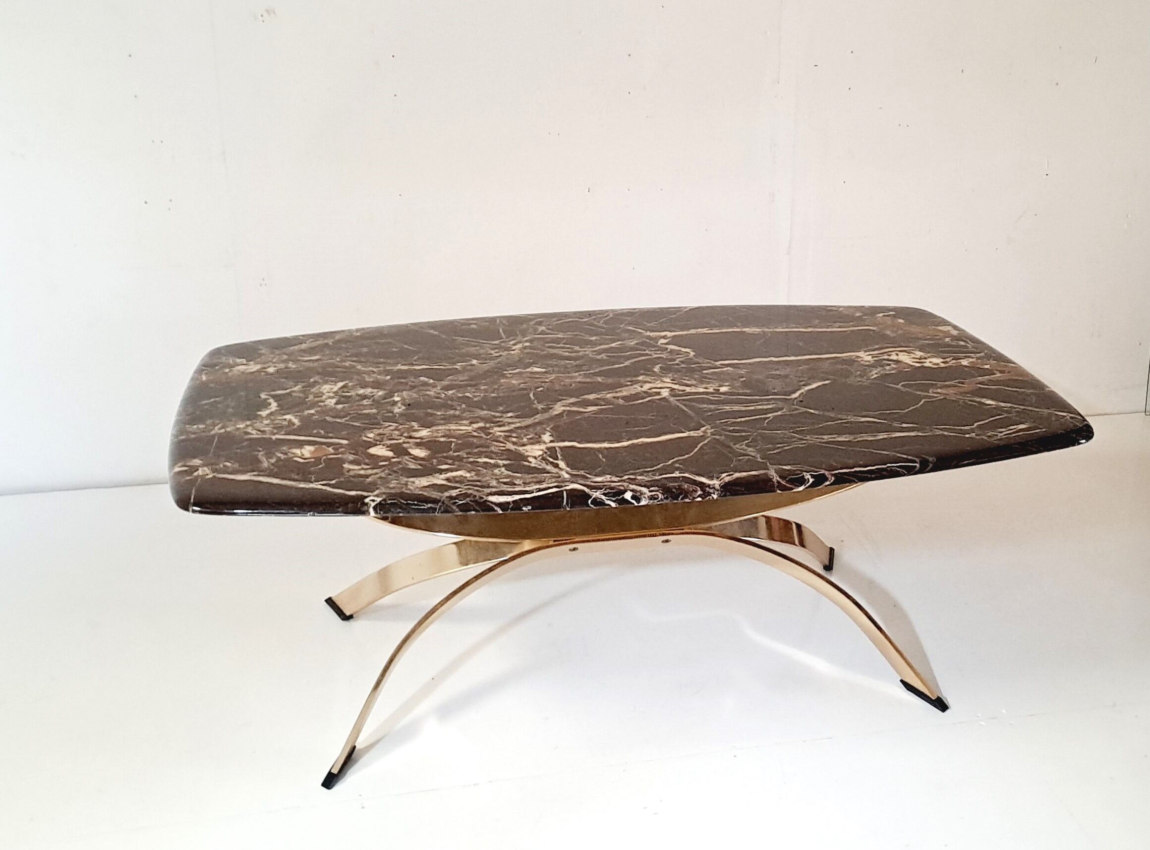 Coffee table in marble and bronze,france circa 1970