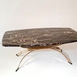 Coffee table in marble and bronze,france circa 1970