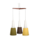 Mid Century Danish Hanging Lamp in Teak and Colored Shades