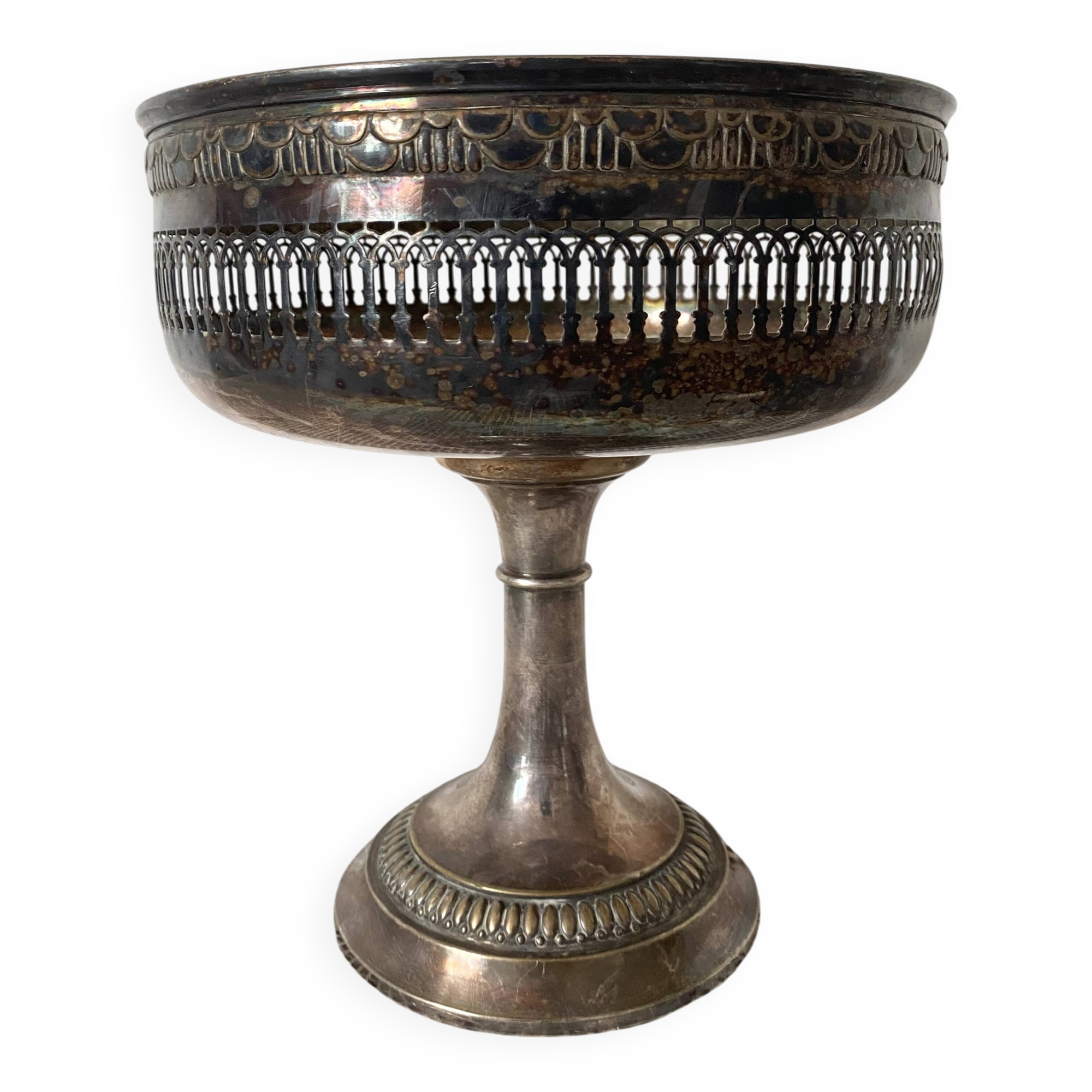 Silver-plated metal footed bowl
