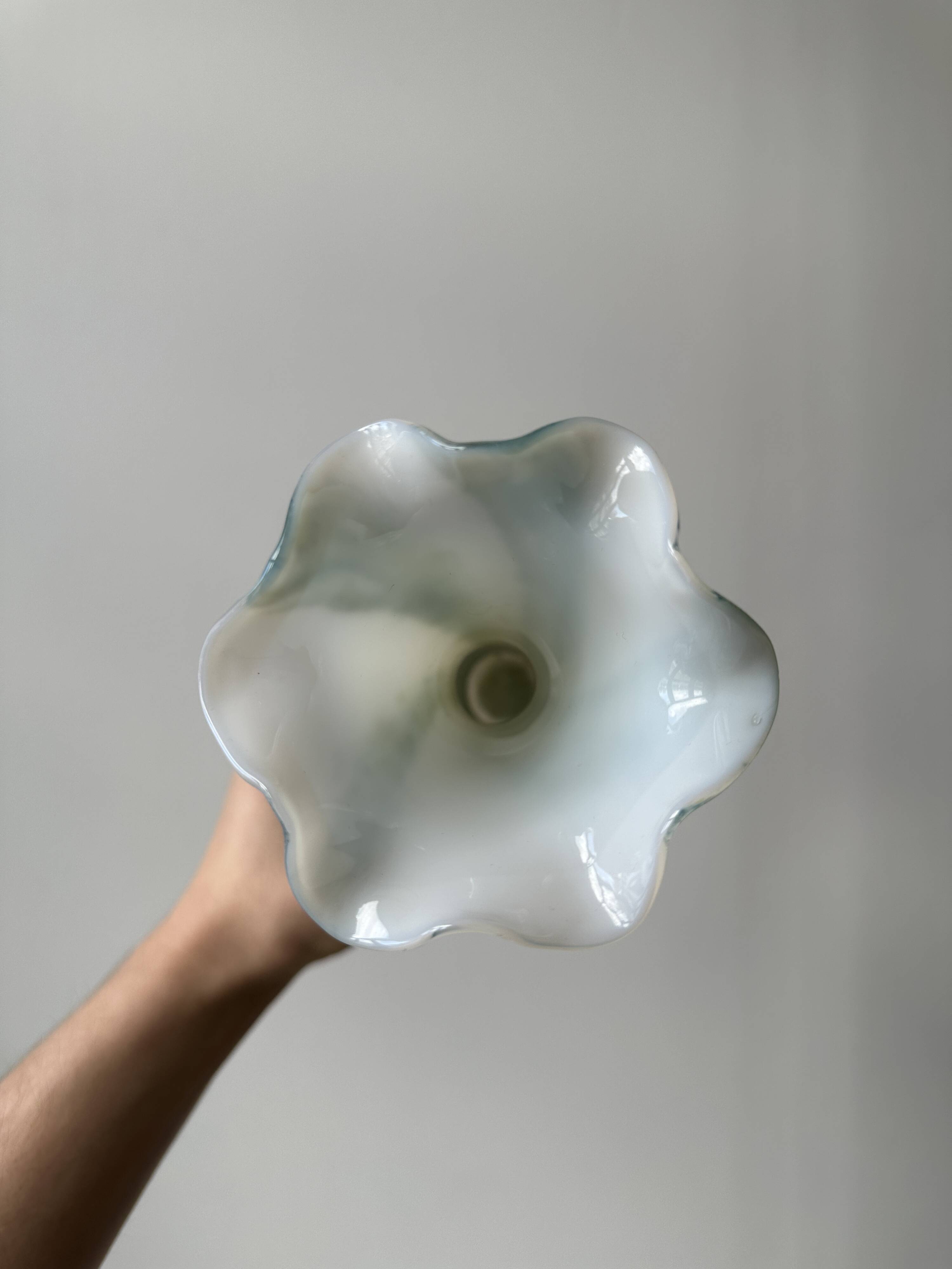 Green and white opaline soliflore vase.