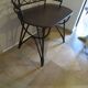 Vintage children's desk console bamboo rattan curved wood Thonet style 80s dark mahogany