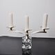 Ice cube candle holder by Peill & Putzler, 3 flames, glass and silver-plated metal, Germany, 1970