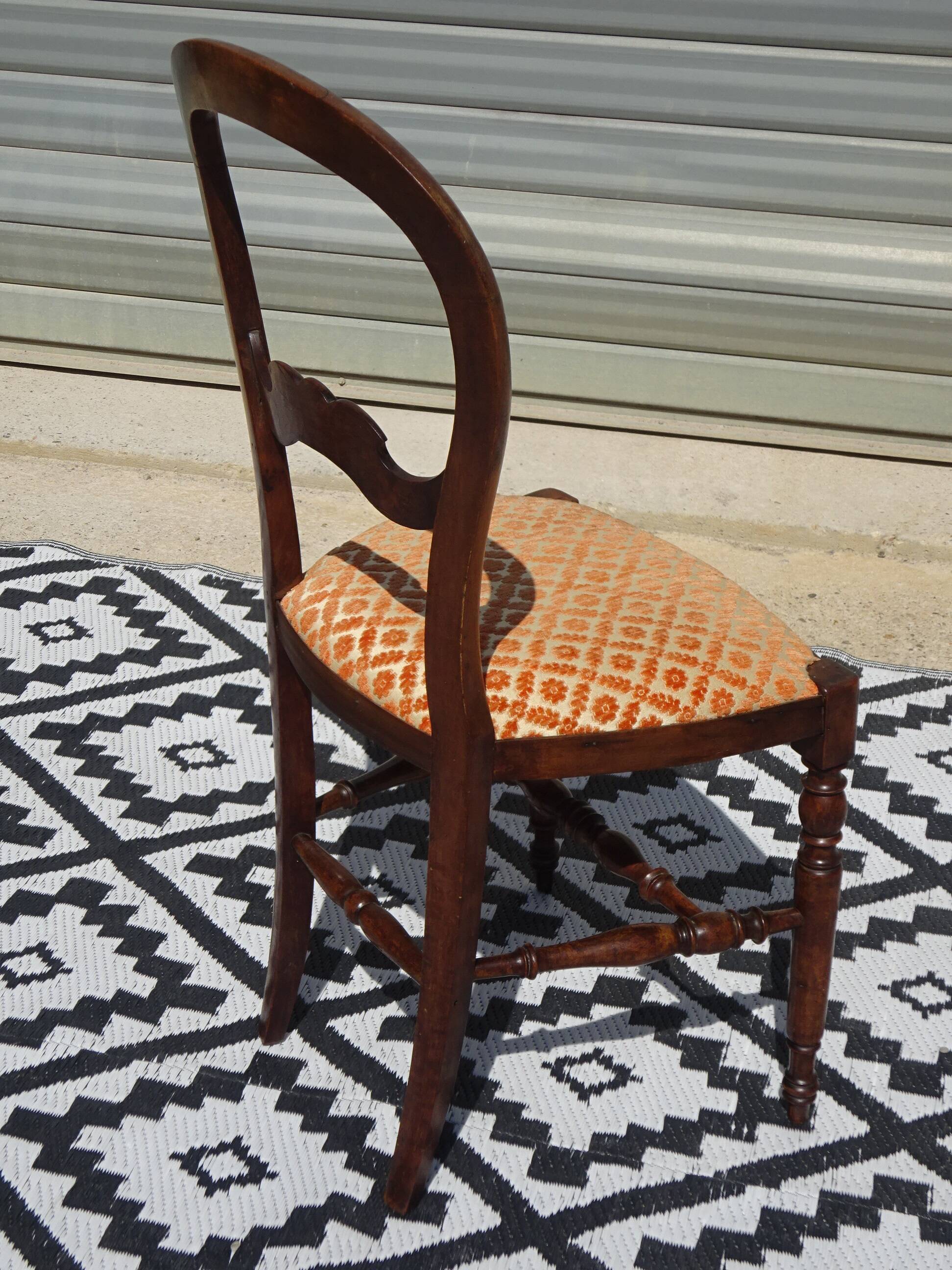 Antique Louis Philippe style chairs in walnut and velvet