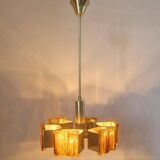 Rare mid-century chandelier in brass and resin, 1970s