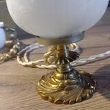 Art deco accent lamp with white opaline bronze base
