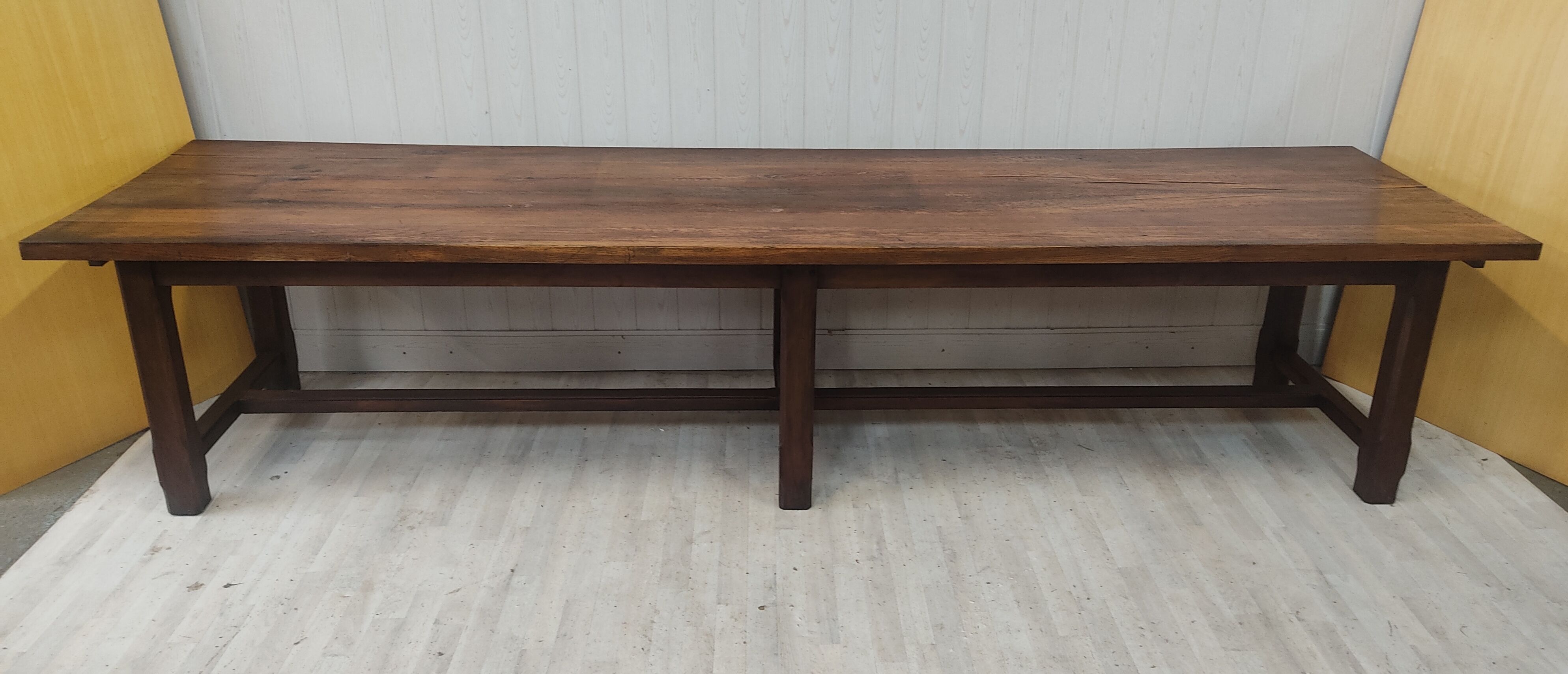 Farmhouse table 3m60 extendable solid oak and its two benches