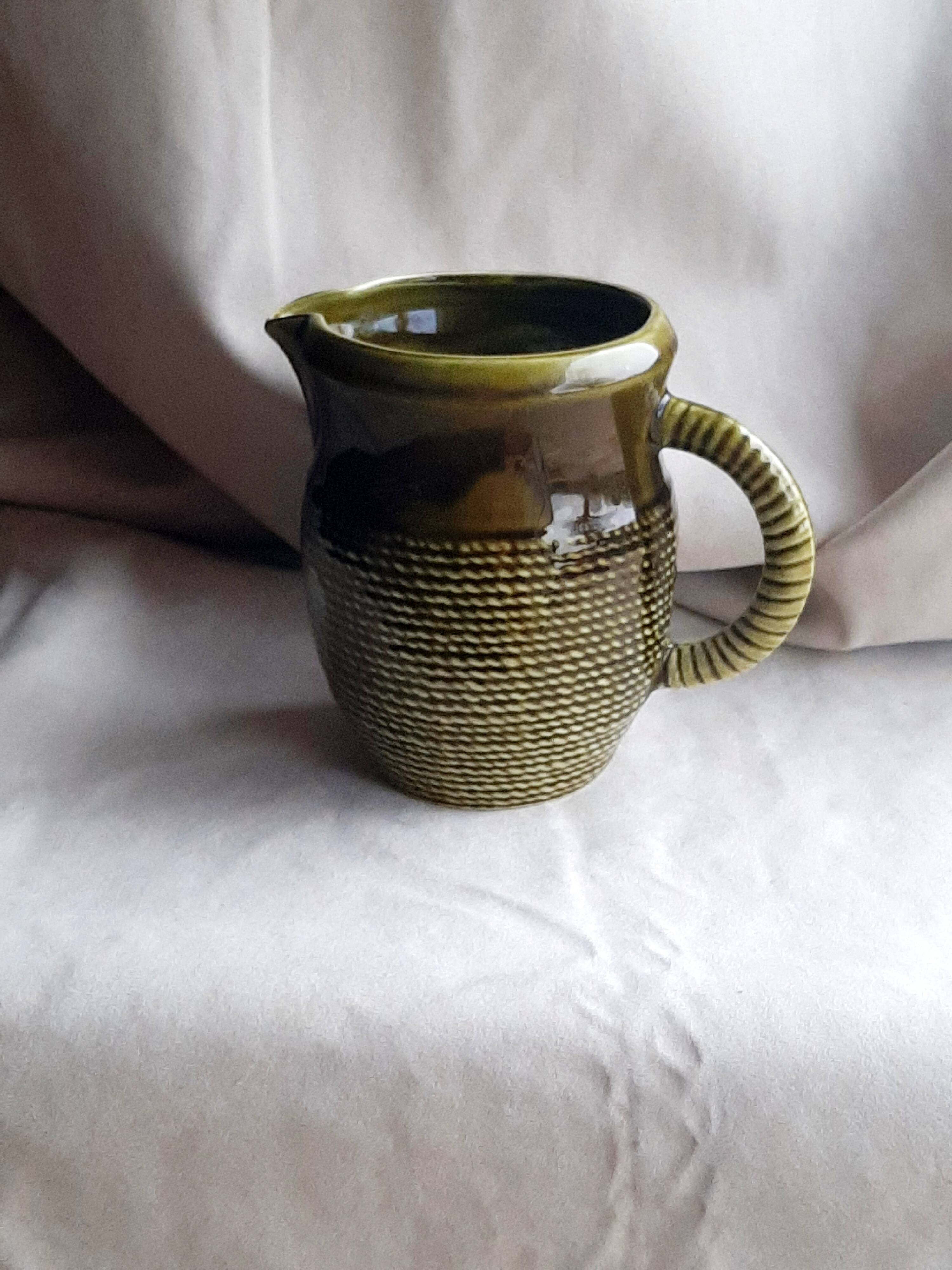 Kaki ceramic jug from Sarreguemines