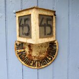Antique Soviet exterior house sign road sign and street lamp lantern in toleware C1940 Industrial