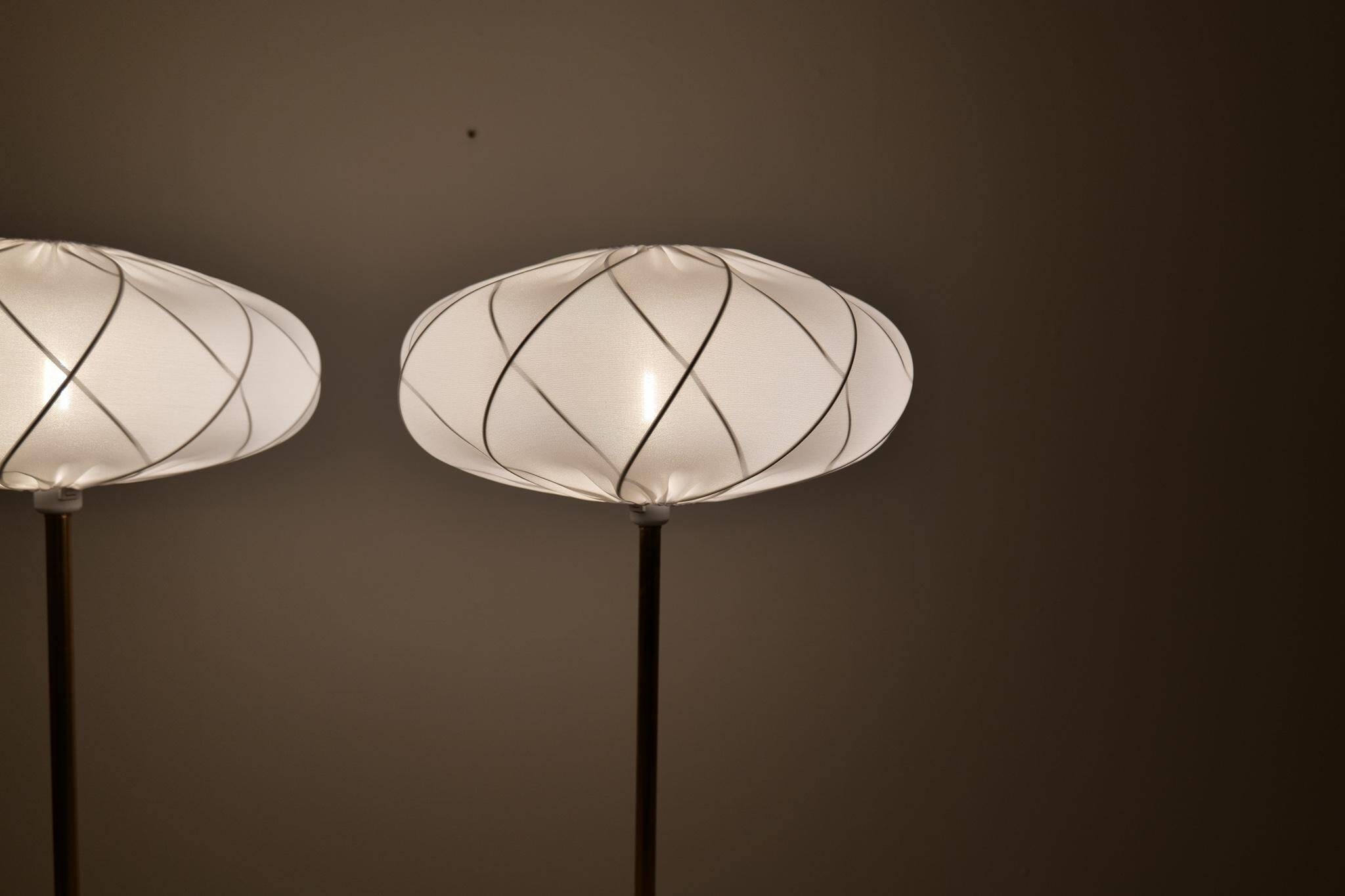Modern Scandinavian floor lamps in brass "ENCO", Sweden, 1970s