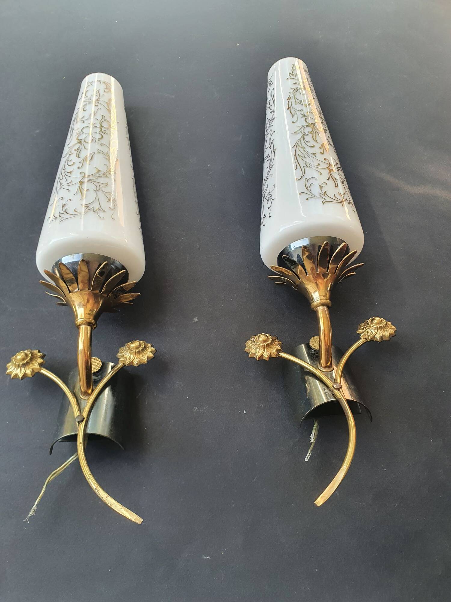 Pair of Art Deco wall sconces from the 1960s.