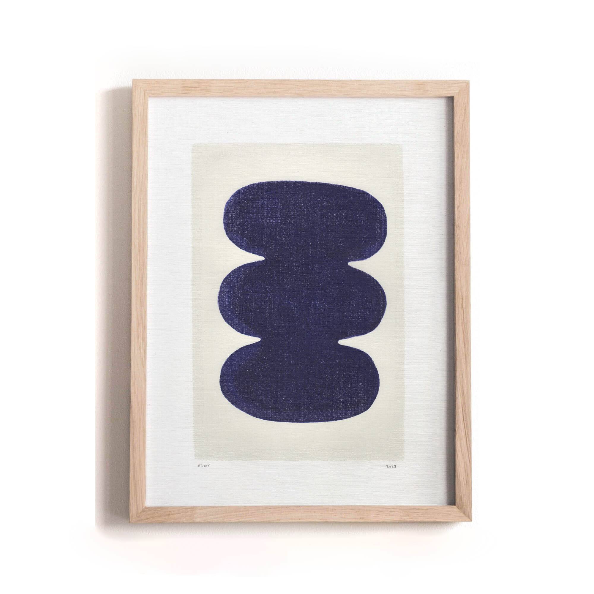 Abstract painting 30x40cm contemporary illustration blue signed Eawy