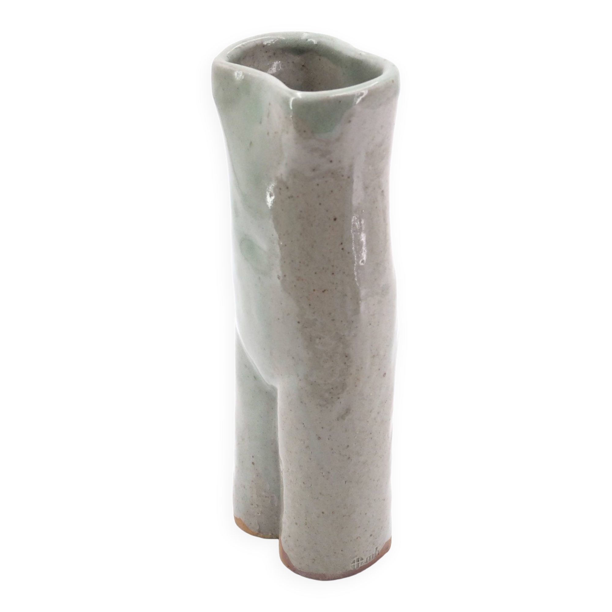 Anthropomorphic Celadon ceramic vase by Martin Hammond