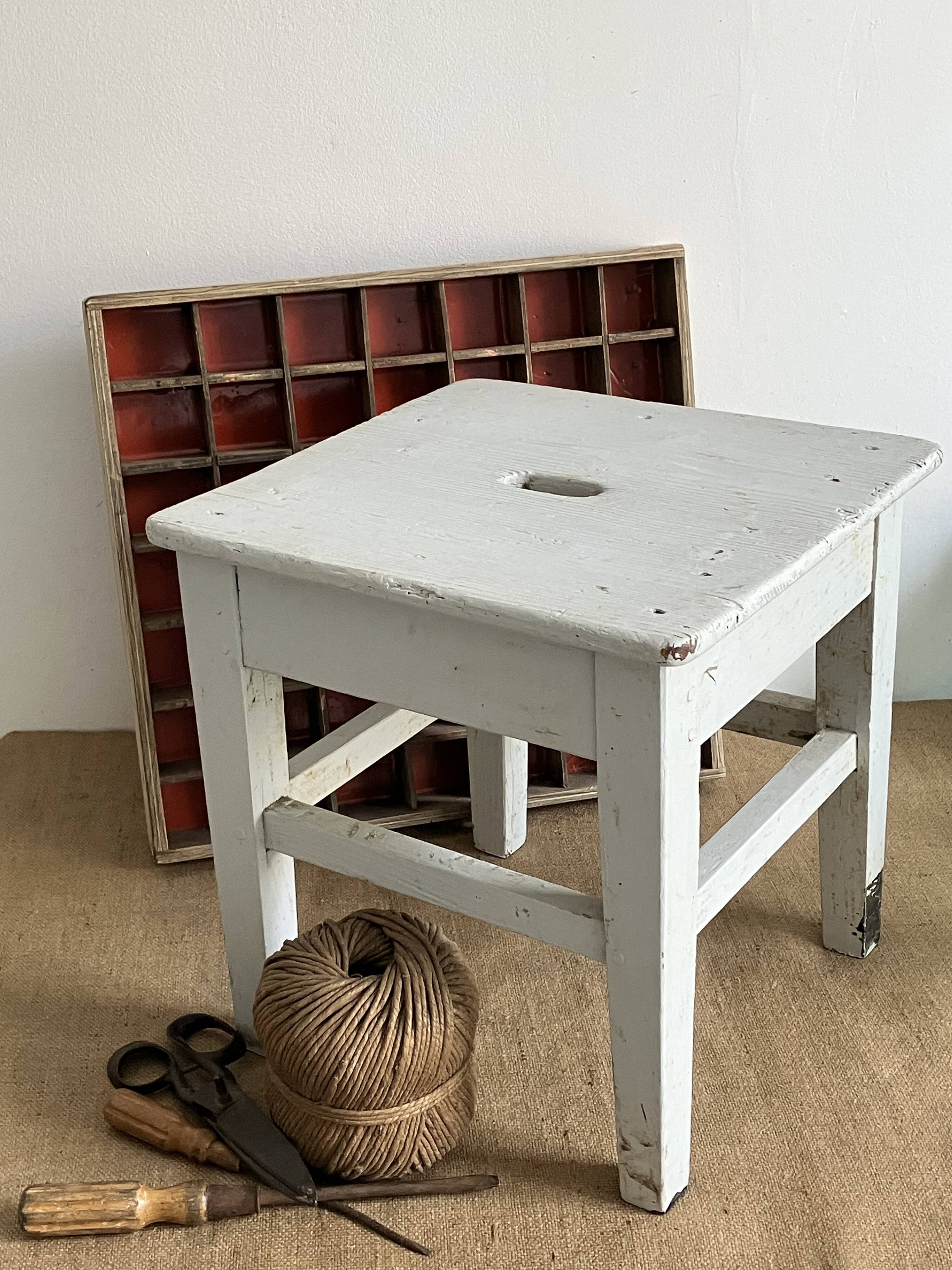 Old workshop stool, running board