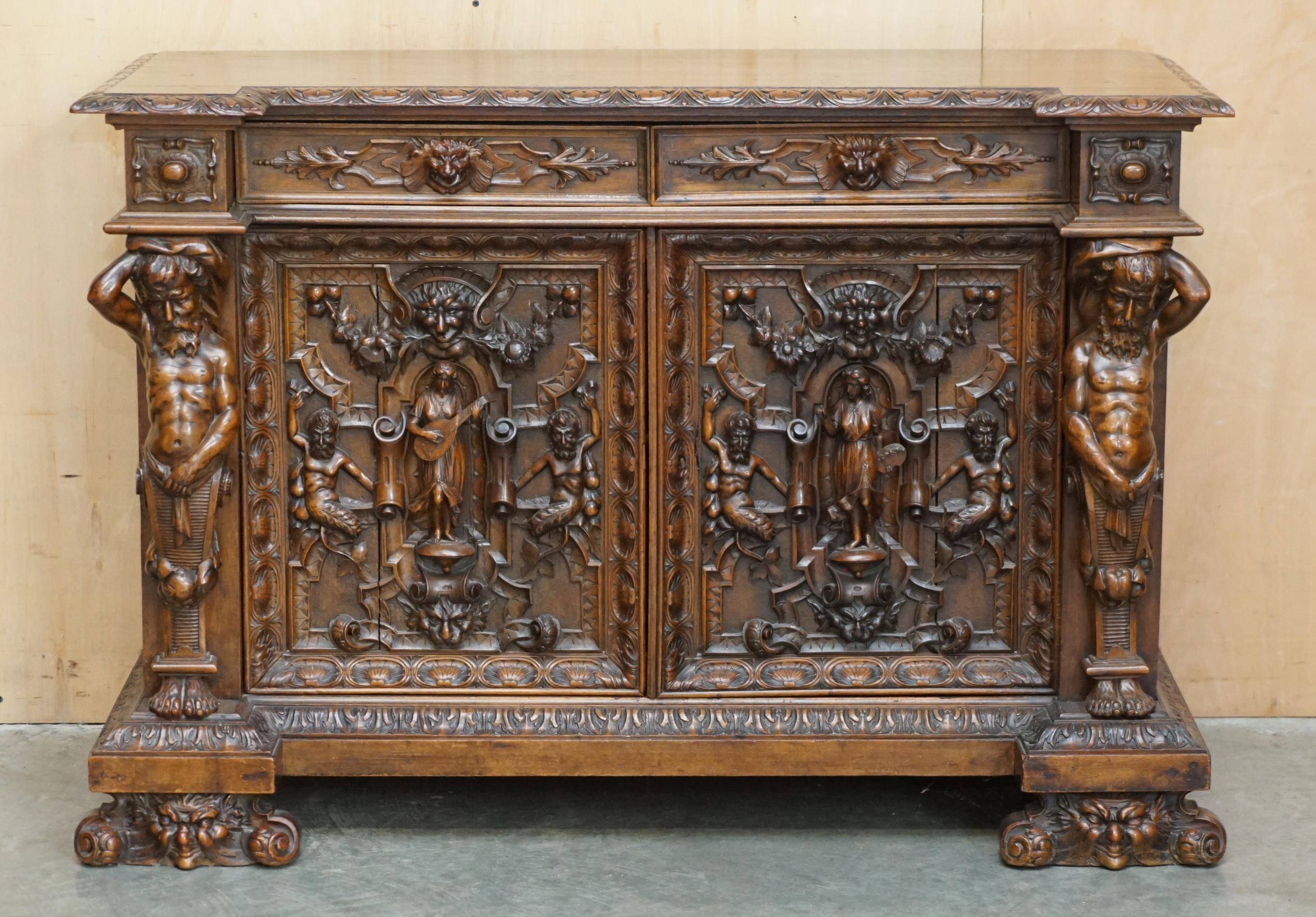 French walnut buffet sideboard, decorated, circa 1850.