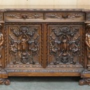 French walnut buffet sideboard, decorated, circa 1850.