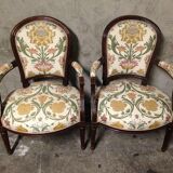 Pair of convertibles of transition Louis XVI style chairs