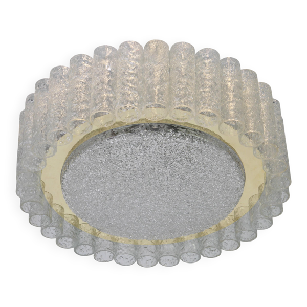 Lustre Doria Murano en tubes de verre avec entourage en laiton, Allemagne, années 1960 — Beyit