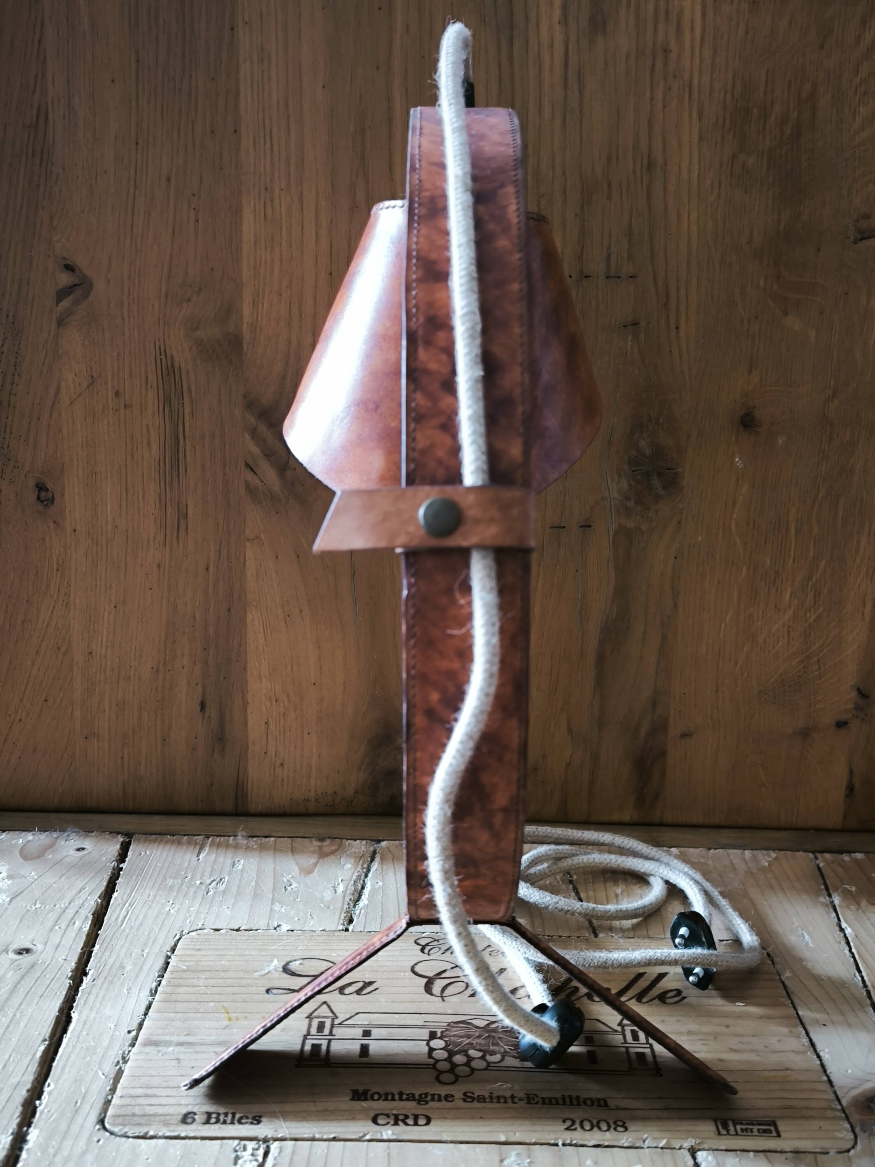 "Organic" Desk Lamp Marble Italian Vegetable Leather & Aluminium