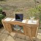 Art Deco buffet with showcase and solid raw wood mirror