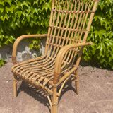 Series of 4 rattan armchairs from the 70s from the Netherlands
