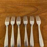 6 grandes fourchettes en métal argenté vintage 1960