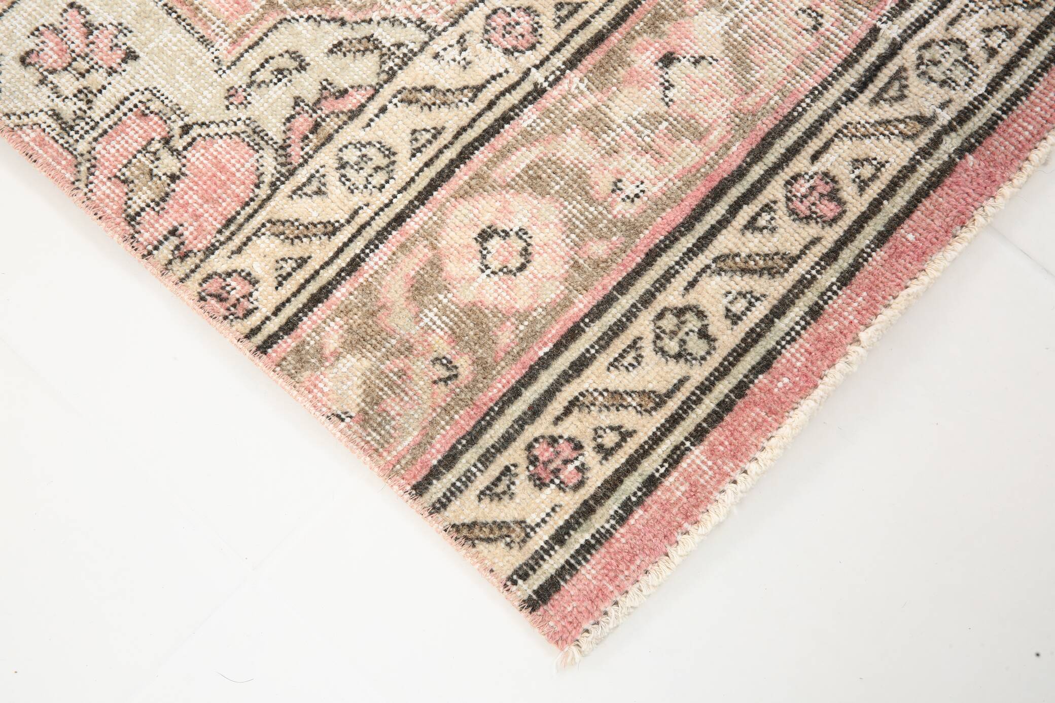 3x12 Pink Dark Blue Oriental Vintage Runner Rug