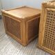 Trio of vintage tables in canning and rattan