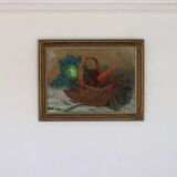 Original Swedish Oil on Canvas “Vegetable Basket” – G Wald Vintage